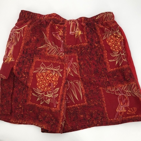 Caribbean Joe Let Go Swim Trunks Size L Pineapple Drink Hawaiian Inspired - Picture 1 of 12